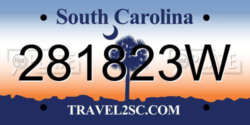 281823W South Carolina License Plate