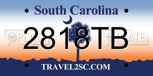 2818TB South Carolina License Plate