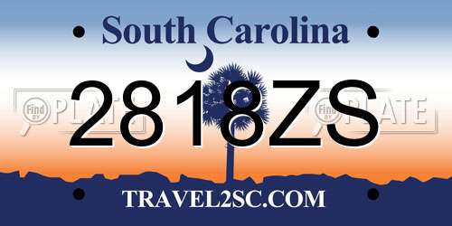 2818ZS South Carolina License Plate