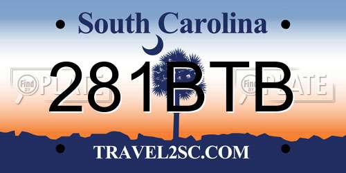 281BTB South Carolina License Plate