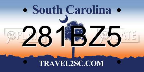 281BZ5 South Carolina License Plate