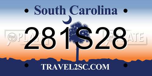 281S28 South Carolina License Plate