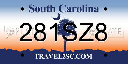 281SZ8 South Carolina License Plate