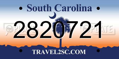 2820721 South Carolina License Plate