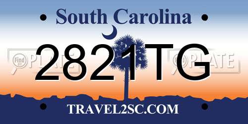 2821TG South Carolina License Plate