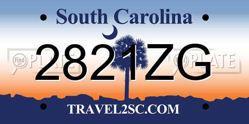 2821ZG South Carolina License Plate