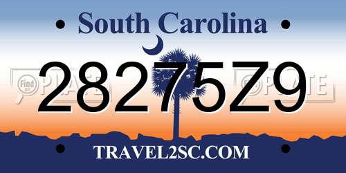 28275Z9 South Carolina License Plate