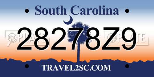 28278Z9 South Carolina License Plate