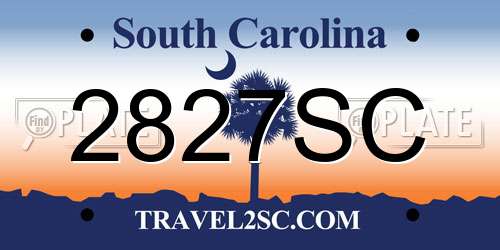 2827SC South Carolina License Plate