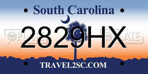 2829HX South Carolina License Plate
