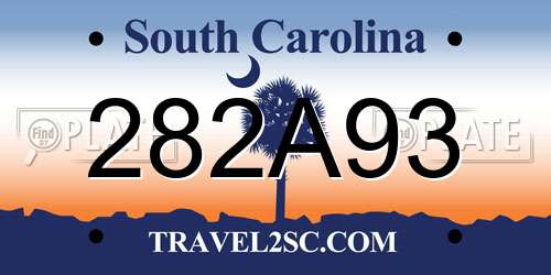 282A93 South Carolina License Plate
