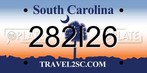 282I26 South Carolina License Plate