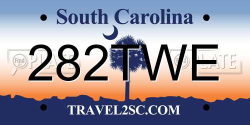 282TWE South Carolina License Plate