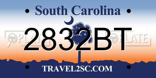 2832BT South Carolina License Plate