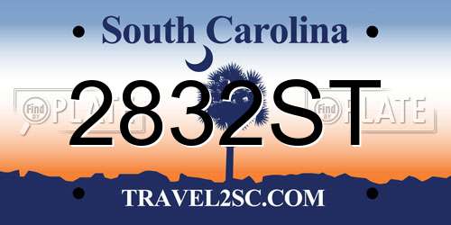 2832ST South Carolina License Plate