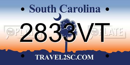 2833VT South Carolina License Plate