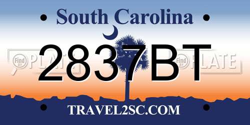 2837BT South Carolina License Plate