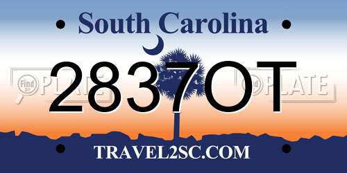 2837OT South Carolina License Plate