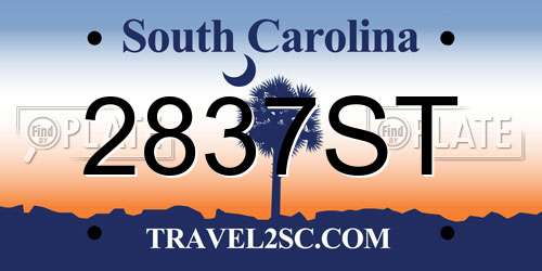 2837ST South Carolina License Plate