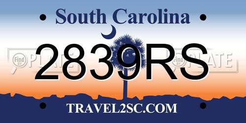 2839RS South Carolina License Plate