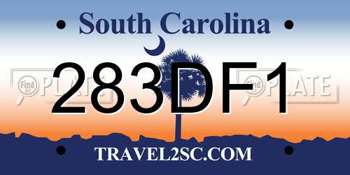 283DF1 South Carolina License Plate