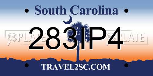 283IP4 South Carolina License Plate