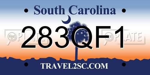 283QF1 South Carolina License Plate