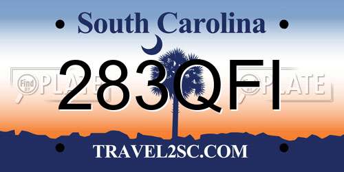 283QFI South Carolina License Plate