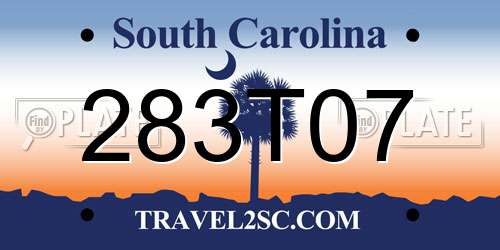 283T07 South Carolina License Plate