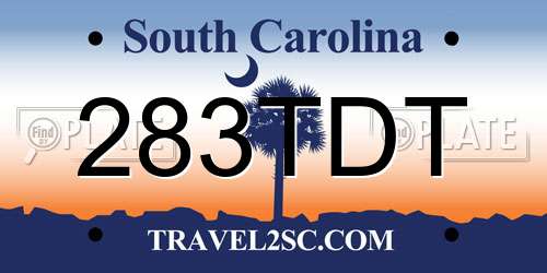 283TDT South Carolina License Plate