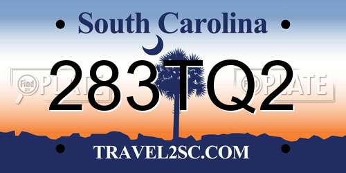 283TQ2 South Carolina License Plate