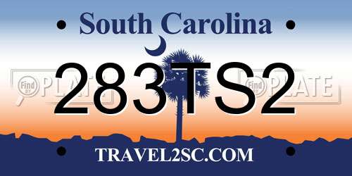 283TS2 South Carolina License Plate
