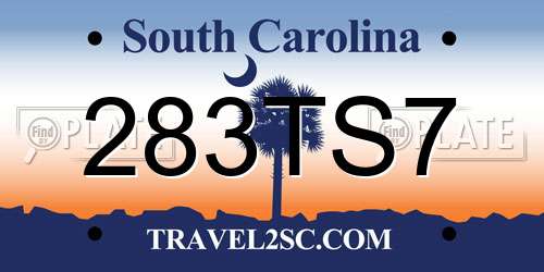 283TS7 South Carolina License Plate