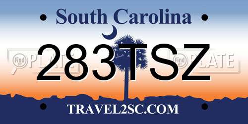283TSZ South Carolina License Plate
