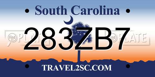 283ZB7 South Carolina License Plate