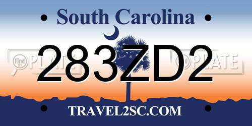 283ZD2 South Carolina License Plate