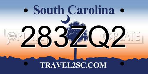 283ZQ2 South Carolina License Plate