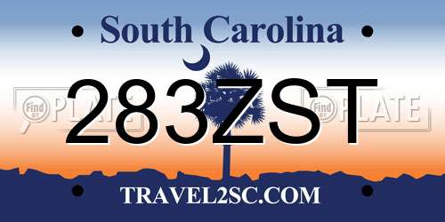 283ZST South Carolina License Plate