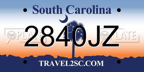 2840JZ South Carolina License Plate