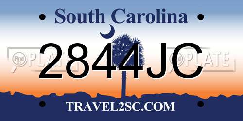 2844JC South Carolina License Plate