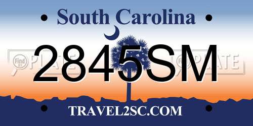 2845SM South Carolina License Plate