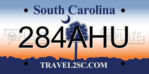 284AHU South Carolina License Plate