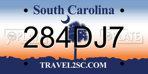 284DJ7 South Carolina License Plate