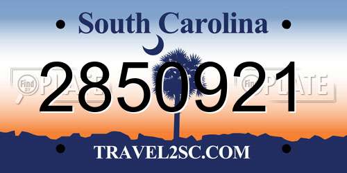 2850921 South Carolina License Plate