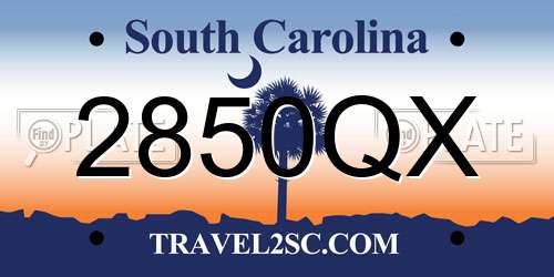 2850QX South Carolina License Plate