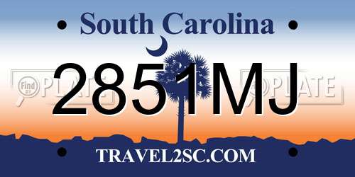 2851MJ South Carolina License Plate