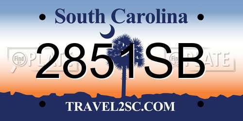 2851SB South Carolina License Plate