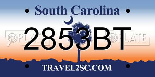 2853BT South Carolina License Plate