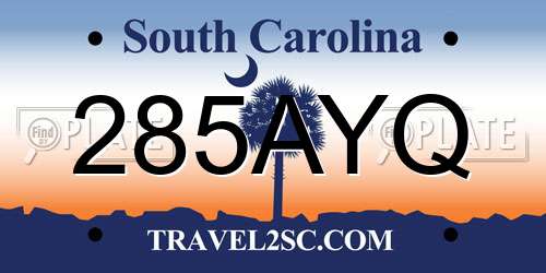 285AYQ South Carolina License Plate