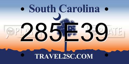 285E39 South Carolina License Plate